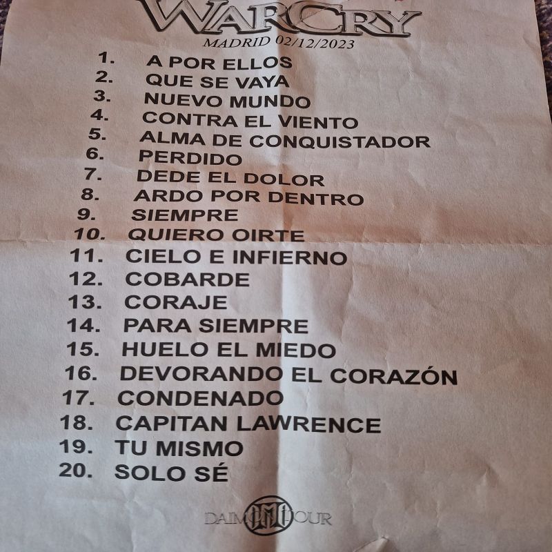warcry set list