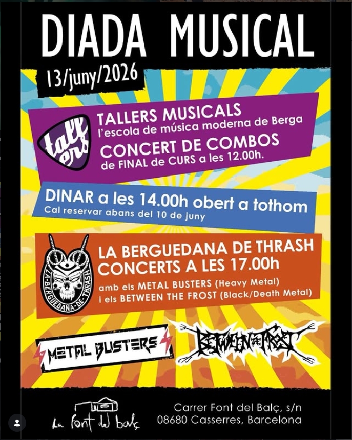 diada musical a la font del balç amb metal busters i between the frost organitzada per la berguedana de thrash