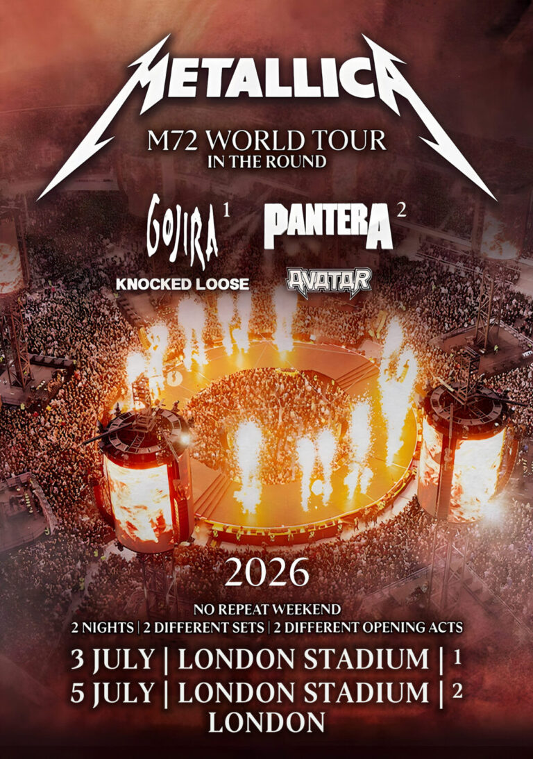 cartell doble concert de metallica al london stadium
